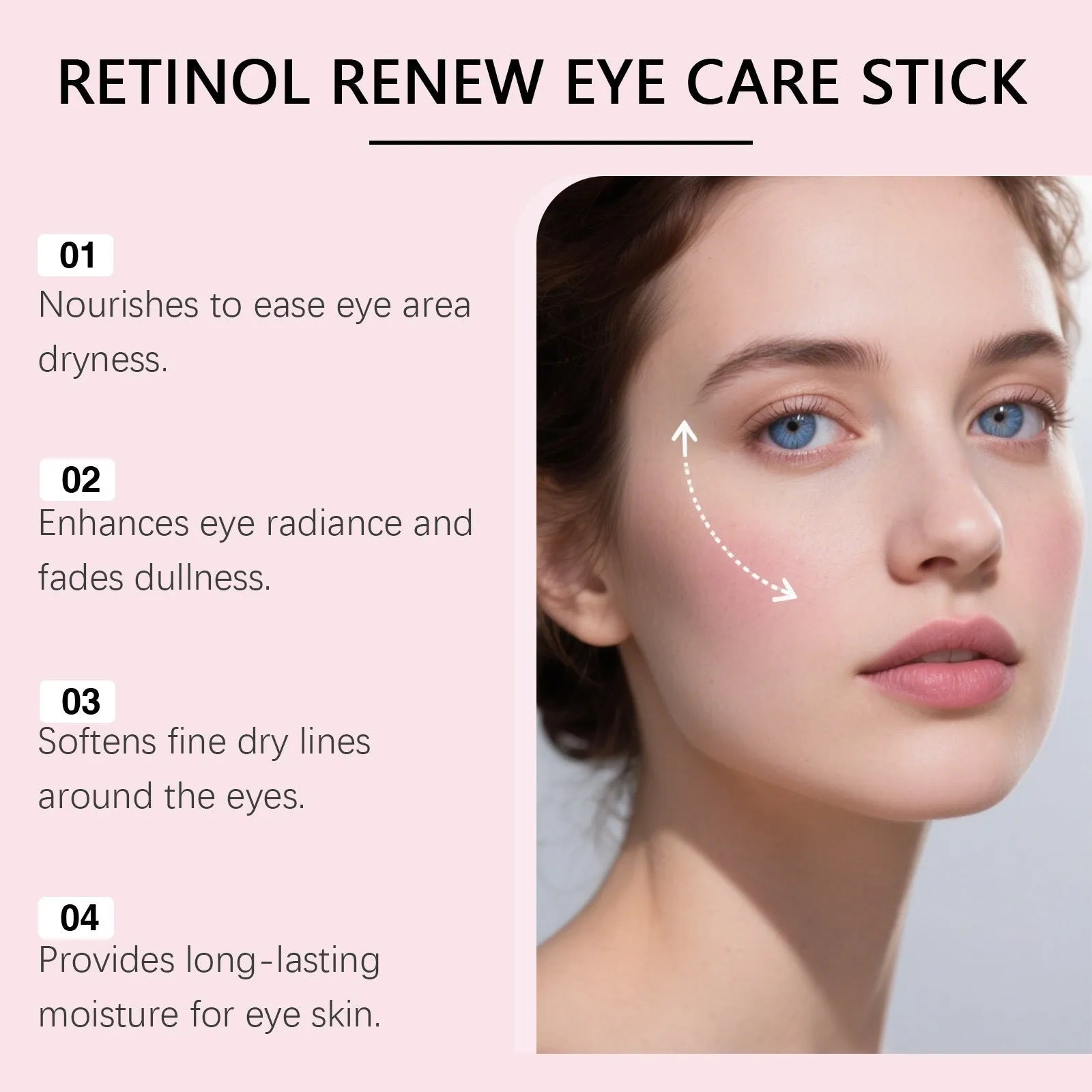 Retinol revitalizing eye cream stick with caffeine and vitamin E in twist-up packaging, 10g