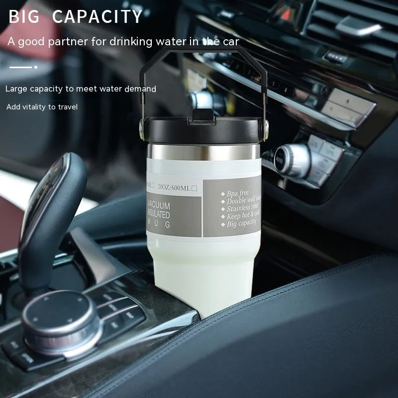 Stainless steel insulated travel tumbler with handle cover in various colours