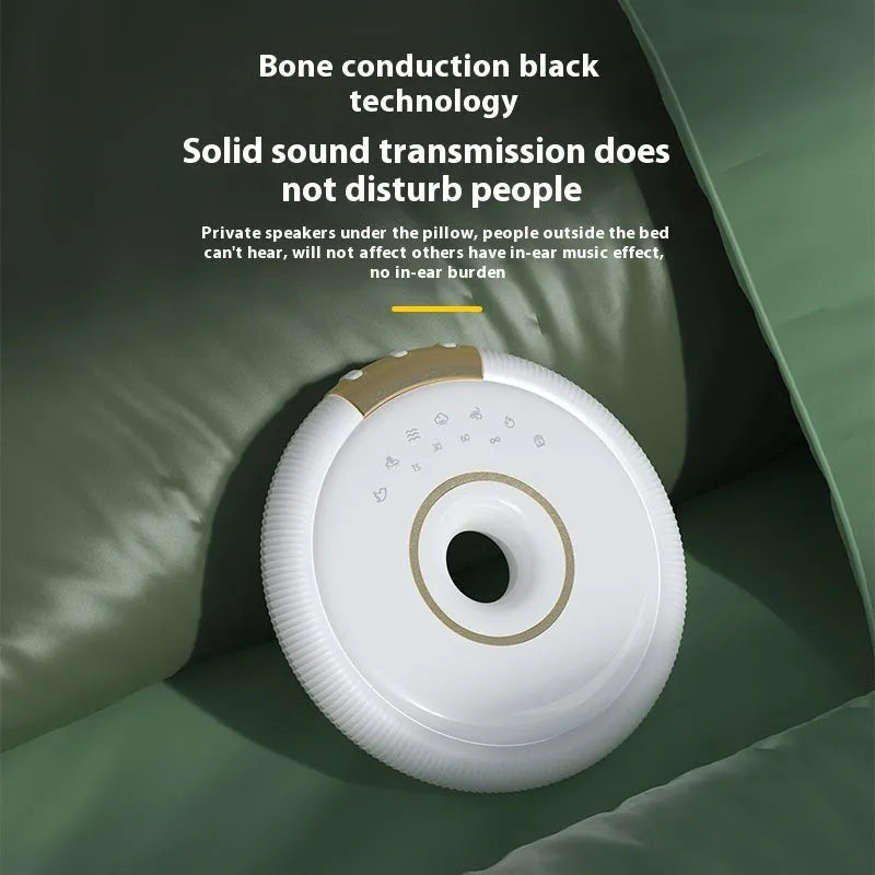 Bone conduction Bluetooth speaker mini white noise machine in white, black, or pink finish, 80mm square