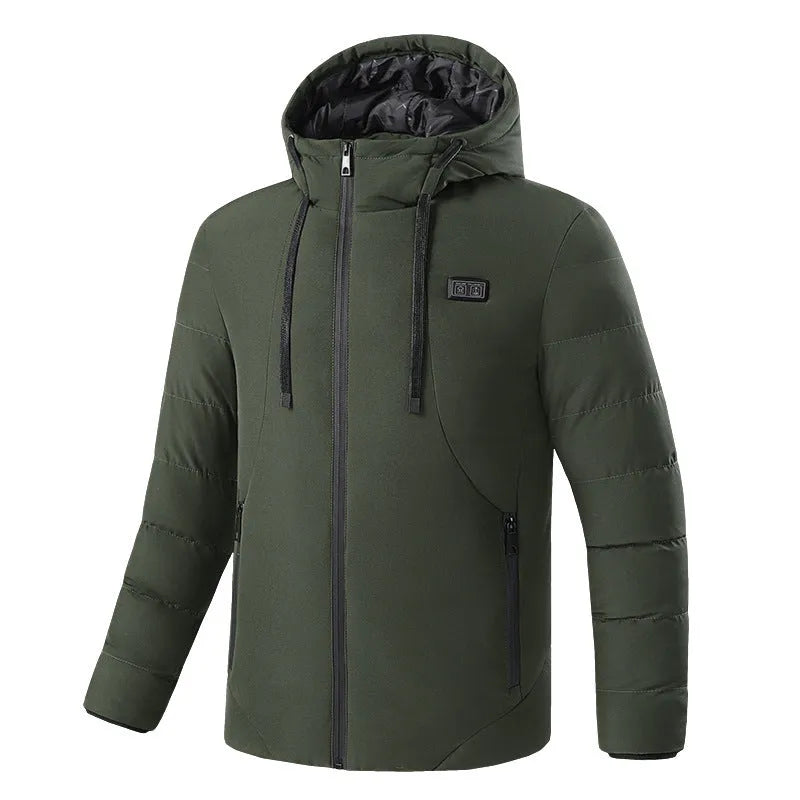 11-zone USB carbon fibre heated jacket in black with dual control