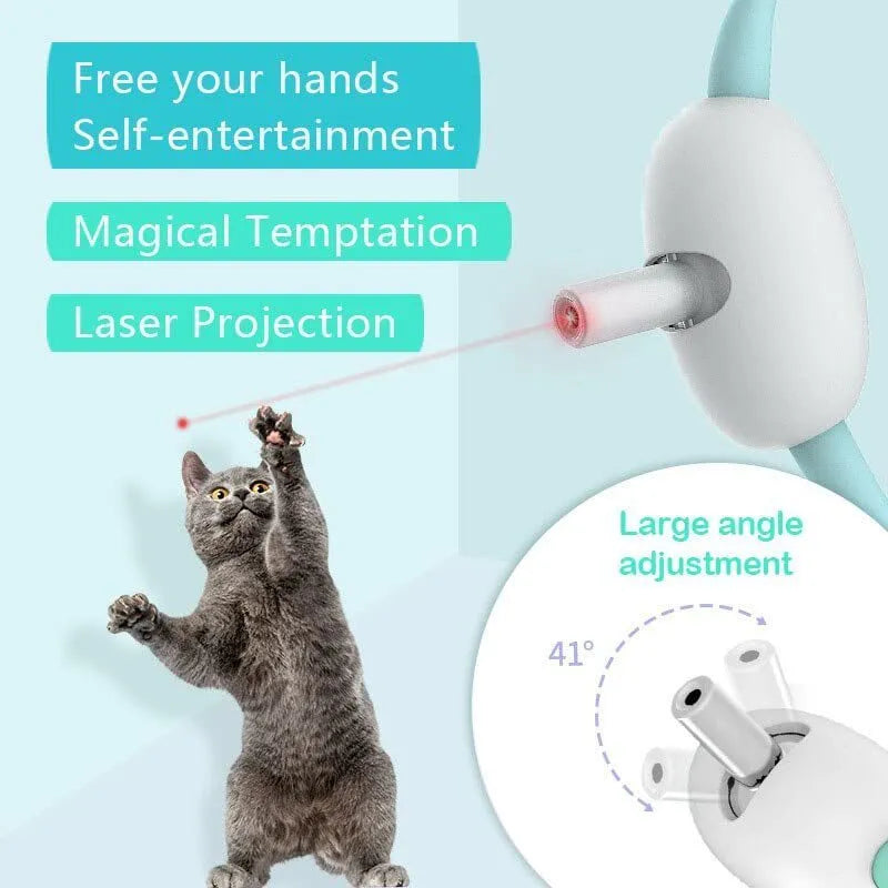 Smart USB charging laser cat collar in monochrome graphic colour made of PC and TPC materials