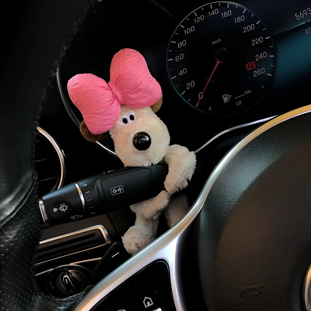 Cotton cartoon dog car ornament for dashboard decoration and pregnant passenger cover