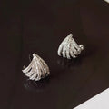 A pair of women's geometric drop earrings in a platinum colour, made from zircon with an electroplated finish.
