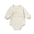 Waffle cotton baby romper with long sleeves in beige khaki blue green colour options