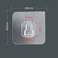 Adhesive snap button plastic hook in single hook style, transparent double-sided patch, maximum load 10kg