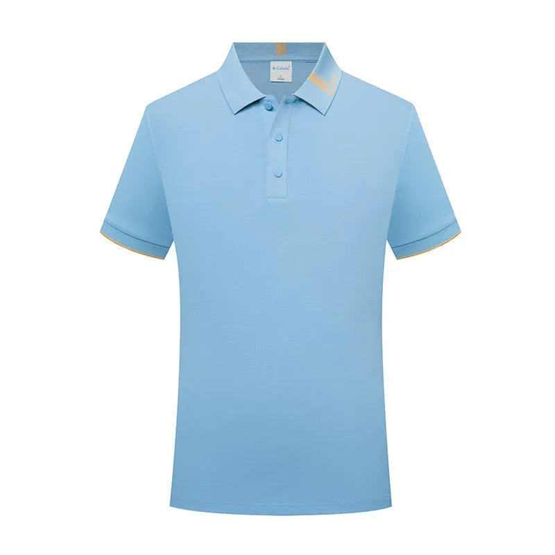 Breathable cotton blend short sleeve lapel polo shirt in light purple with fashion letter print