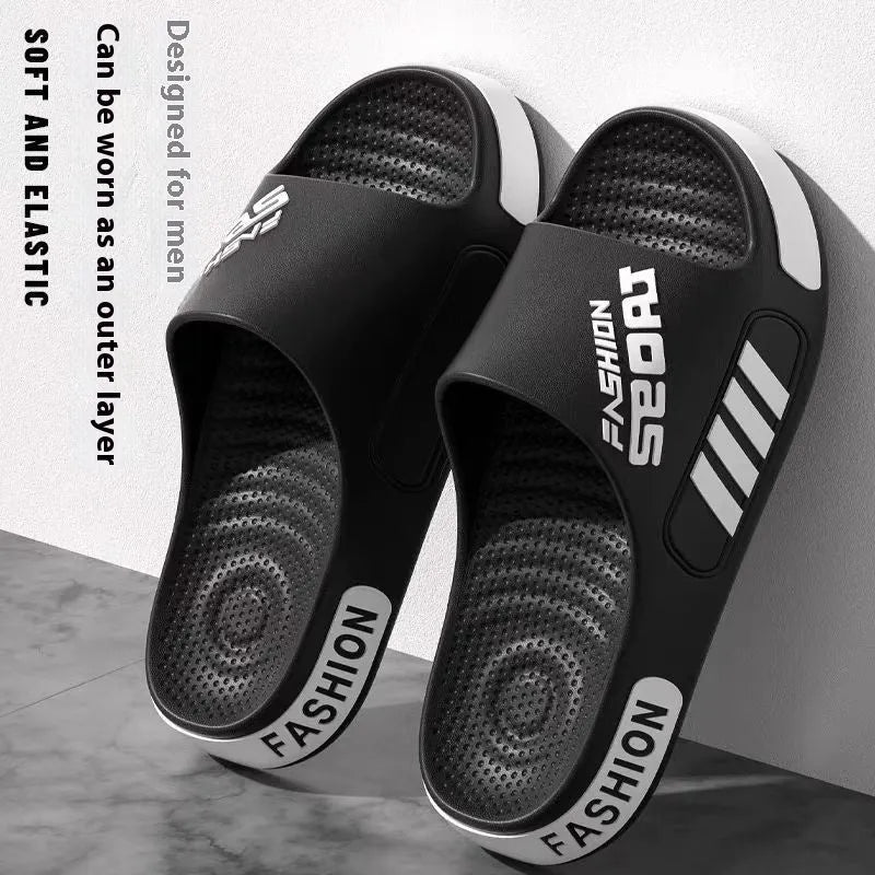 Men's EVA toe ring platform slippers in dark green, black, white, coffee, or navy blue, sizes 36-49