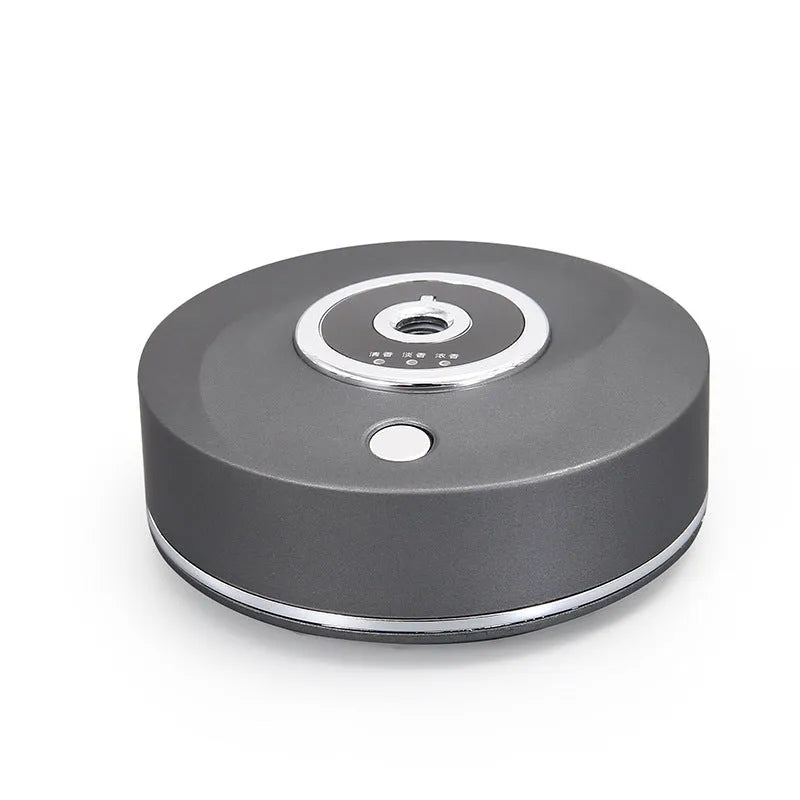USB-powered car air freshener spray unit in black, grey or white with charging cable and anti-slip pad