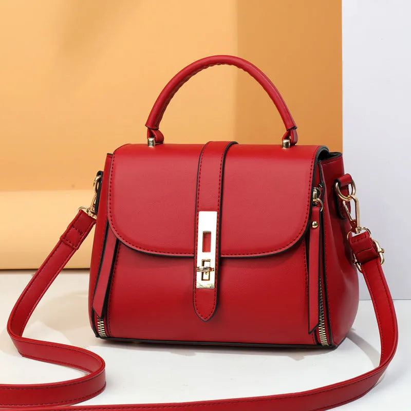 Women's square vertical messenger bag in soft PU leather with adjustable shoulder strap