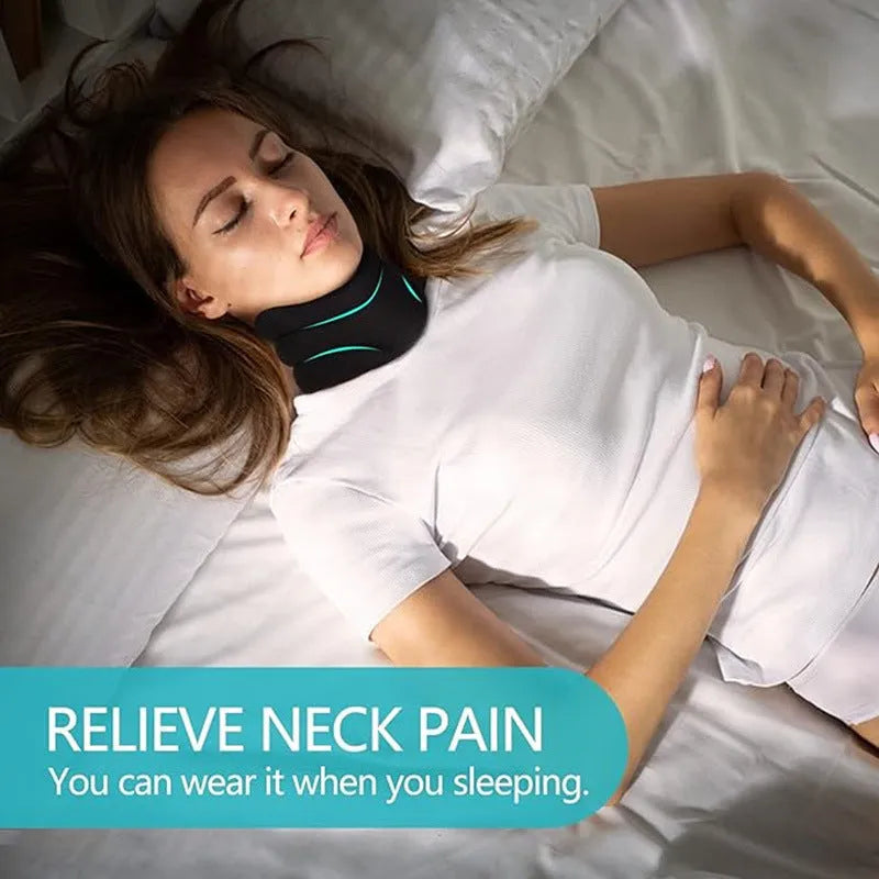 Black upgraded foam cervical collar neck brace, 40cm adjustable free size with lower jaw support