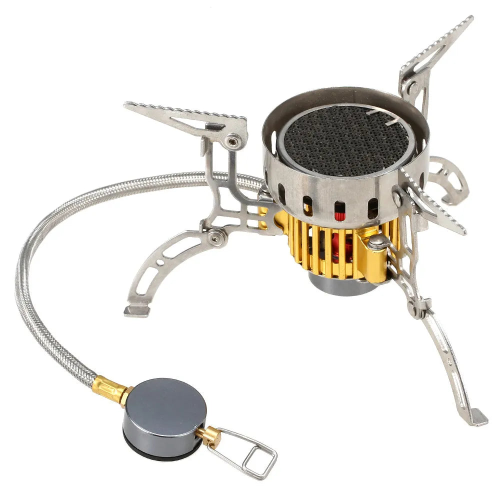 3500W infrared camping stove head in folded form with plastic box, made from stainless steel, copper, and aluminium