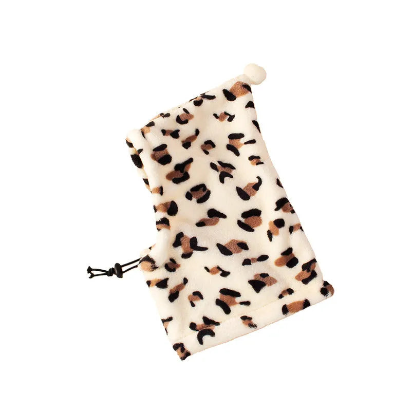 Bear themed cloth pet headdress with rabbit ears on a dog, available in leopard, black, and red.
