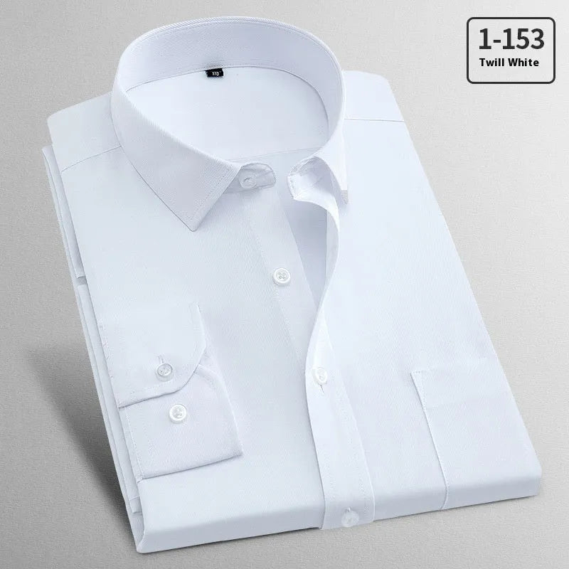 Men's white flax linen business shirt showing pink diagonal pattern and red plain colour options.