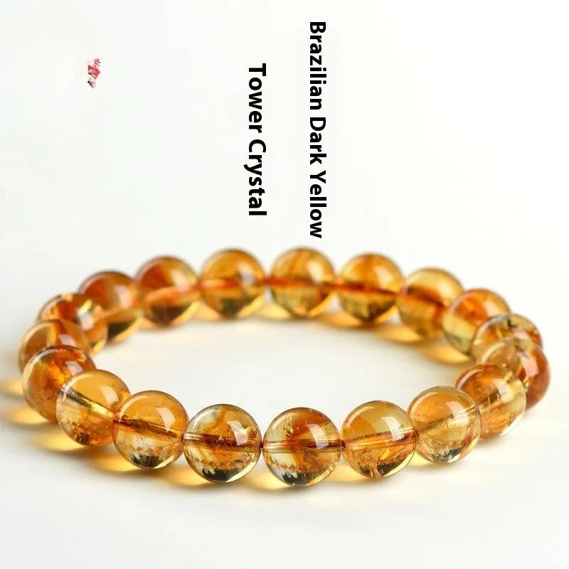 Natural yellow citrine gemstone bracelet with geometric beads in multiple size options