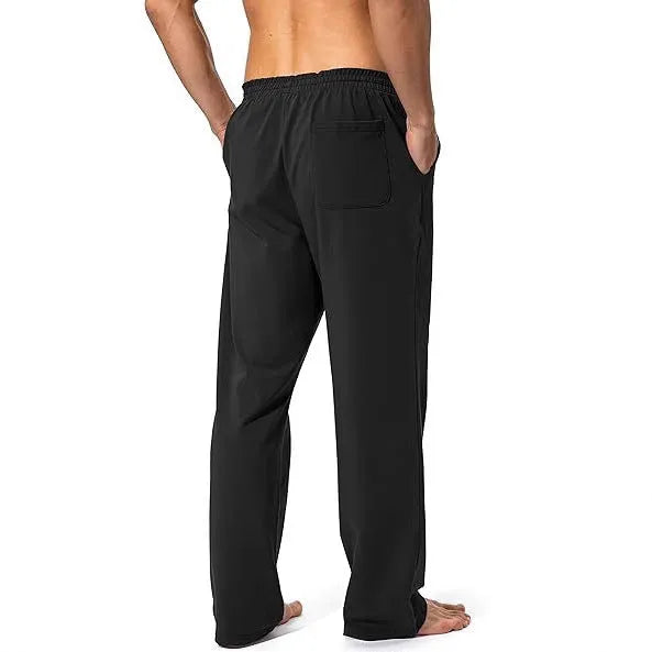 Men's loose fit casual trousers in quick-dry polyester fabric showing dark grey colour option