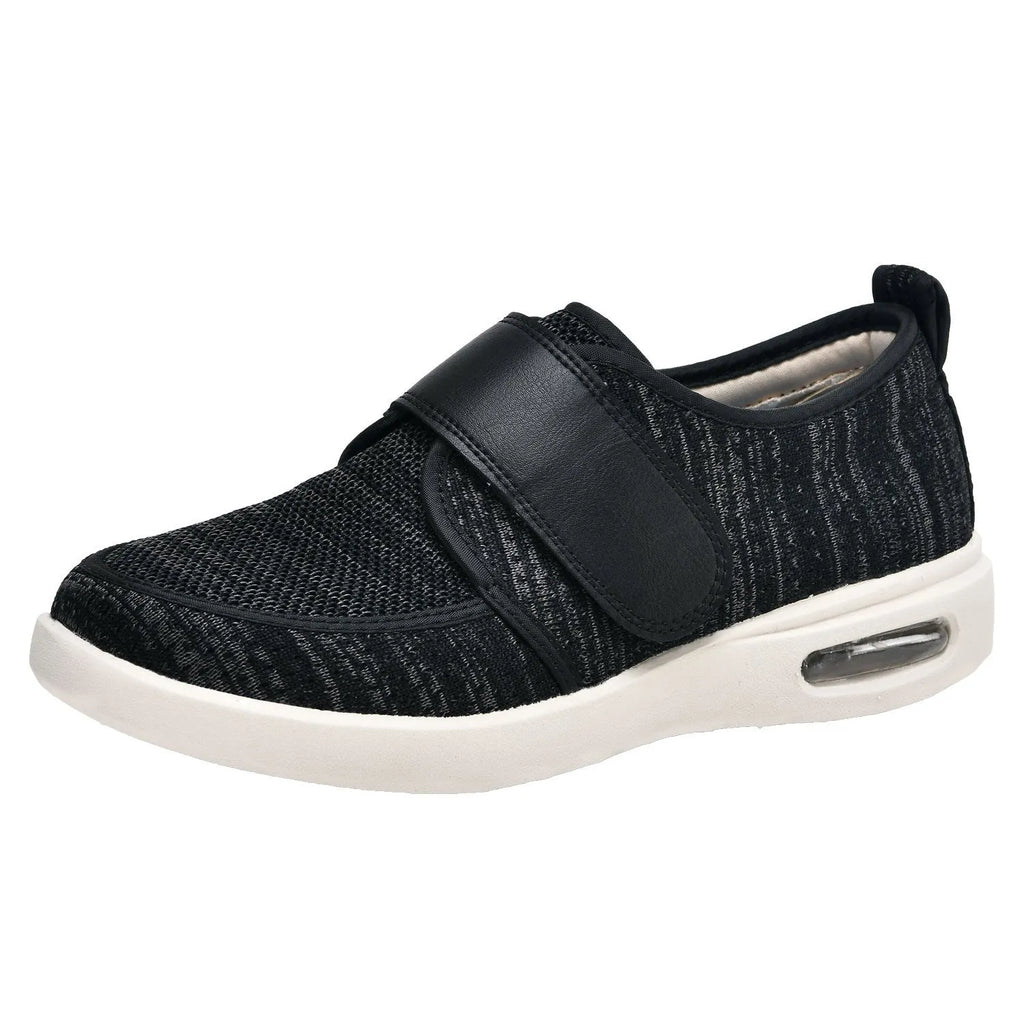Men's Velcro casual shoes black mesh upper low heel round toe autumn winter footwear