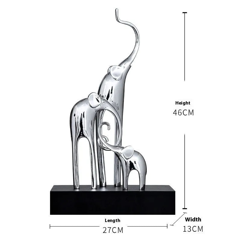 European style elephant decorative ornament in bright gold, rose gold, silver, or retro colour finishes
