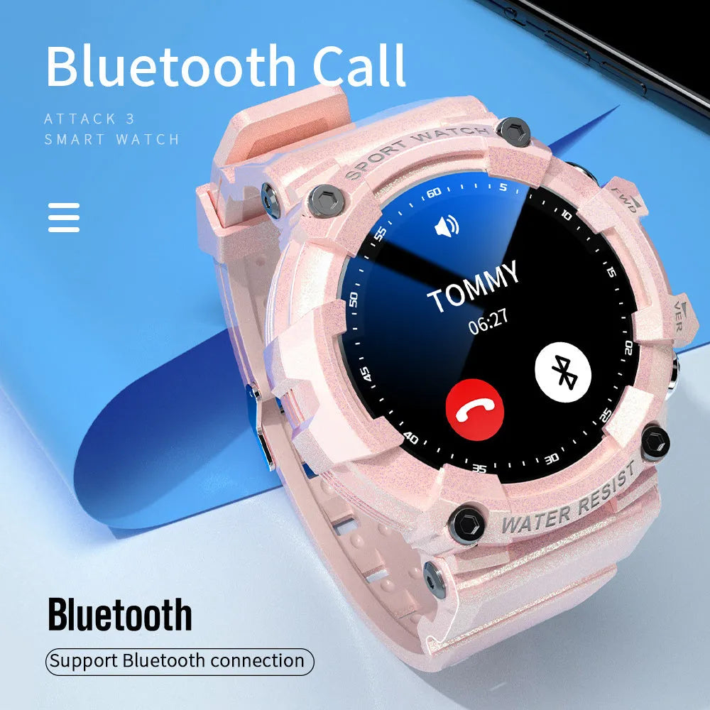 IP67 waterproof smart Bluetooth sports watch with round display on TPU strap