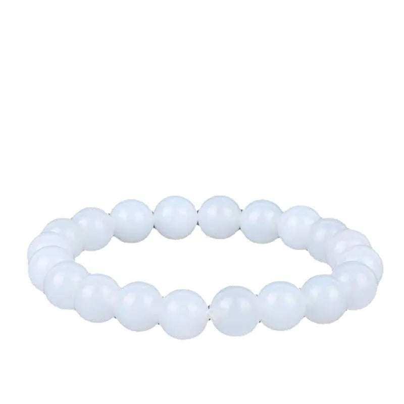 Hotan white jade goat fat 10mm round bead bracelet unisex national style