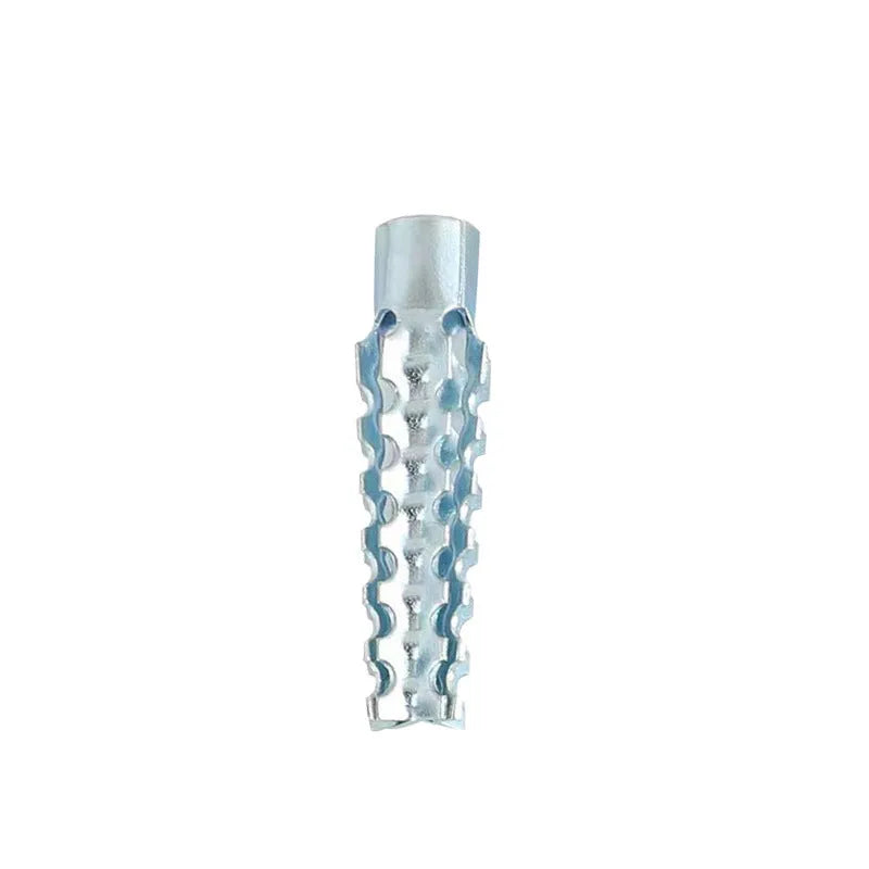 Metal Christmas tree barbed expansion tube screws in various sizes for concrete and brick walls.