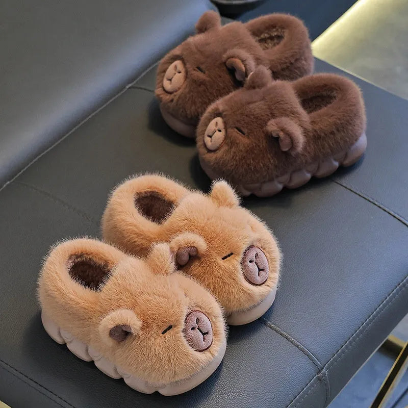 Kappabala winter children's cotton slippers with EVA sole in light coffee colour