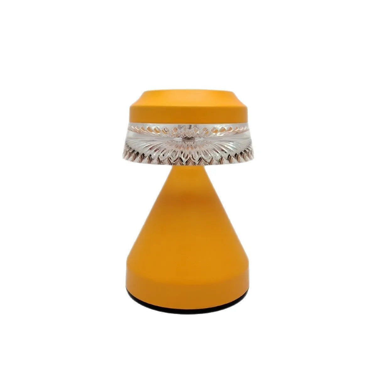 Black, brown, and orange USB-powered LED night lamp with electrodeless dimming on a surface.