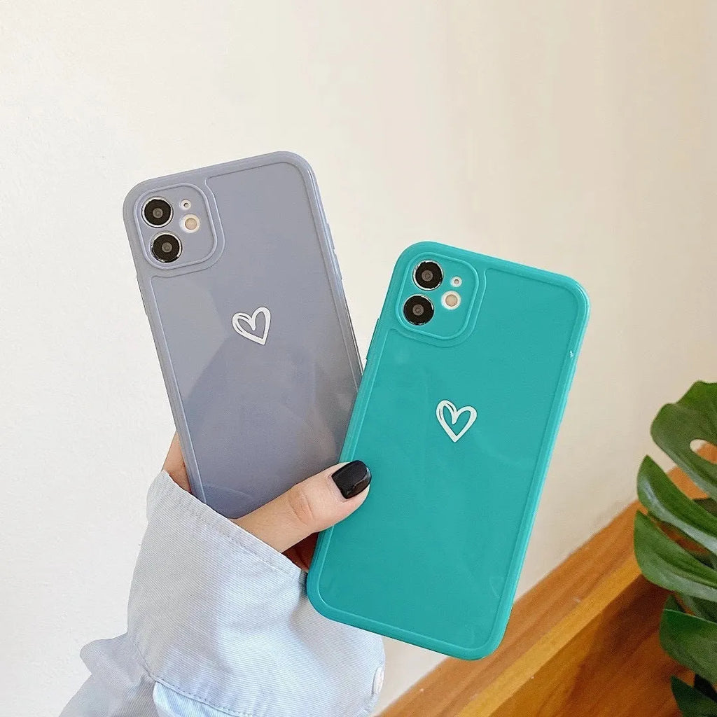 Couples Love solid colour TPU phone case for iPhone 14, 13, 12, 11, XS Max in Grey
