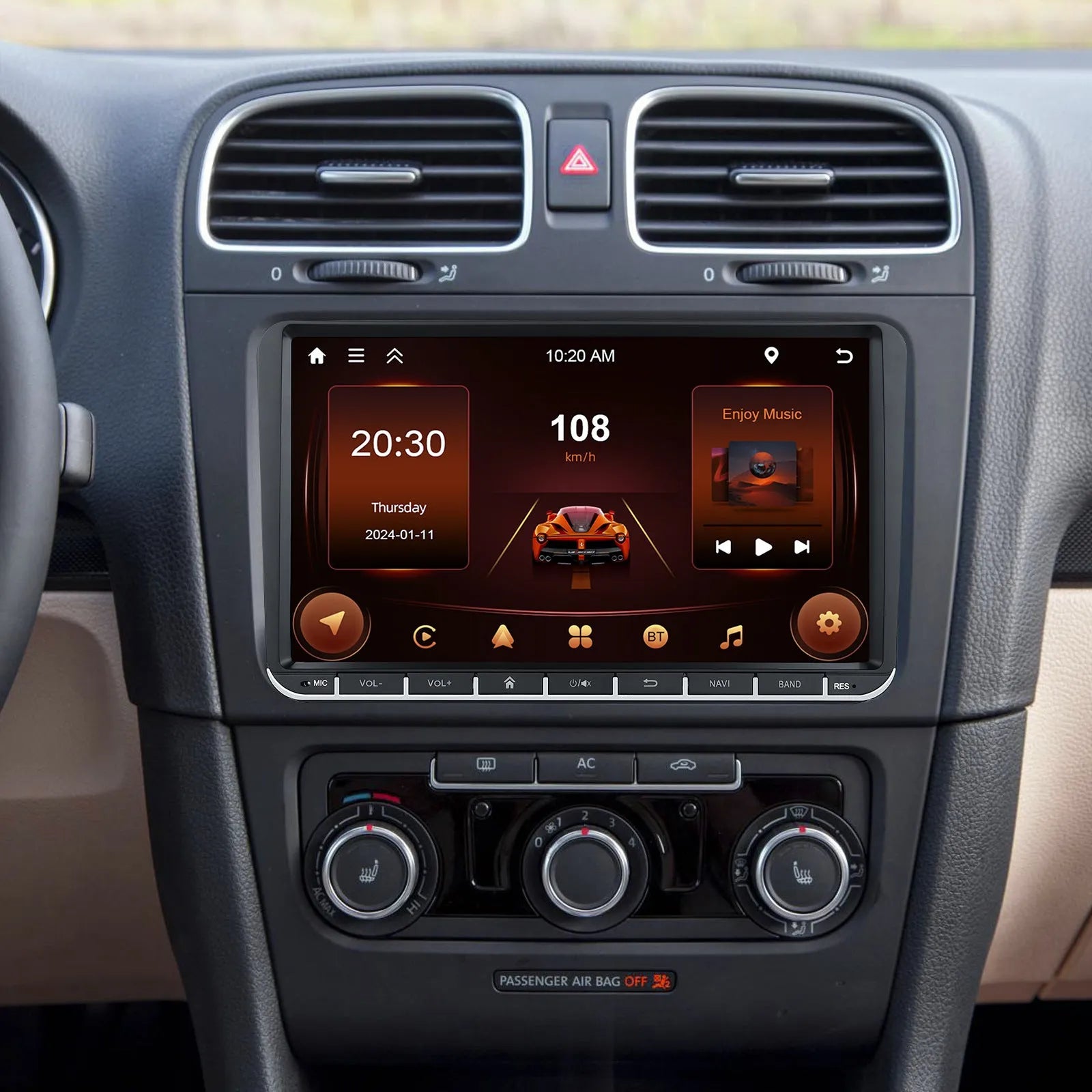 7-inch Android car central control stereo with wireless Carplay for Volkswagen dashboard