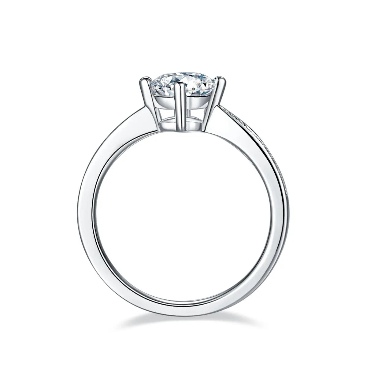 1 carat moissanite wedding ring set in S925 silver with platinum plating, sizes 5 to 9, GRA certificate and gift box