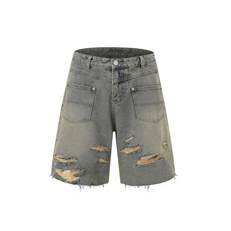 Denim overall suit with matching short sleeve top and trousers in streetwear style