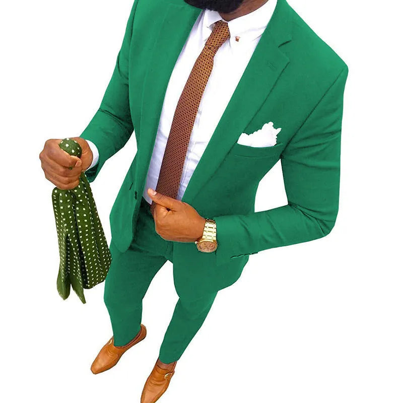 Men's cotton two-piece formal suit in multiple colours with jacket and trousers, available in sizes XXS to 7XL