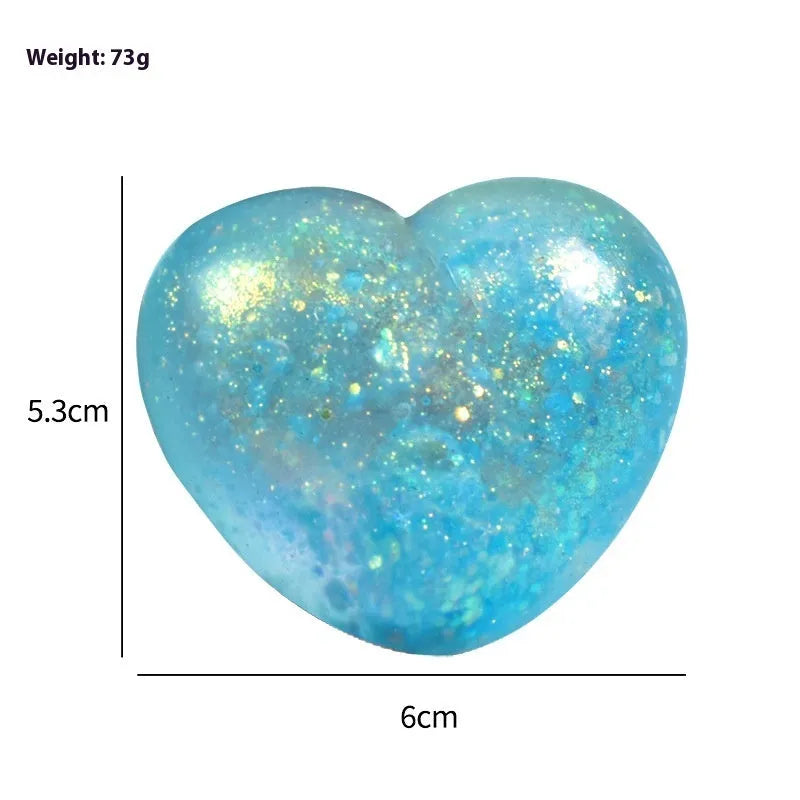 Malt sugar love squeezing toy vent ball in TPR, heart shape, 6 cm by 5.5 cm, random colour, for teens aged 7-14