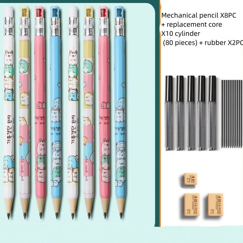 Children's cartoon-themed mechanical pencil with 2.0mm thick lead and plastic construction