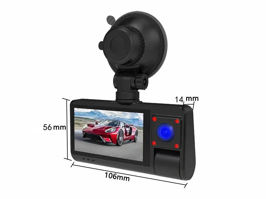 G50 black driving recorder with 3-inch touch screen for windshield mounting