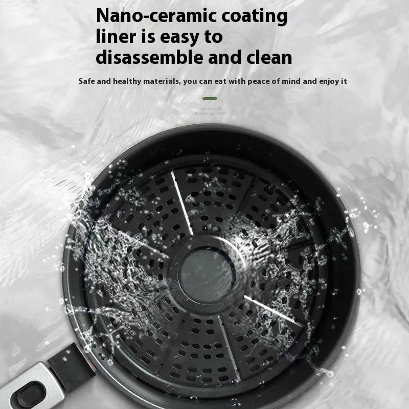 8-litre mechanical button air fryer oven with glass viewing door and nano-ceramic coated cooking pot