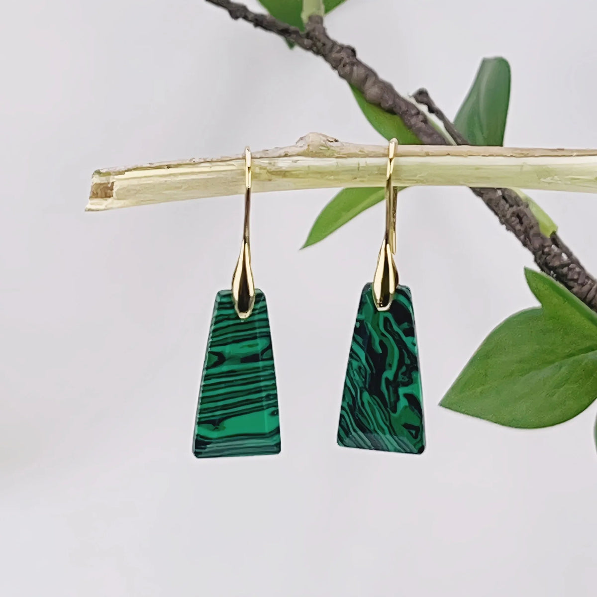 Geometric natural stone and crystal earrings with gold or silver hook in lapis lazuli colourway