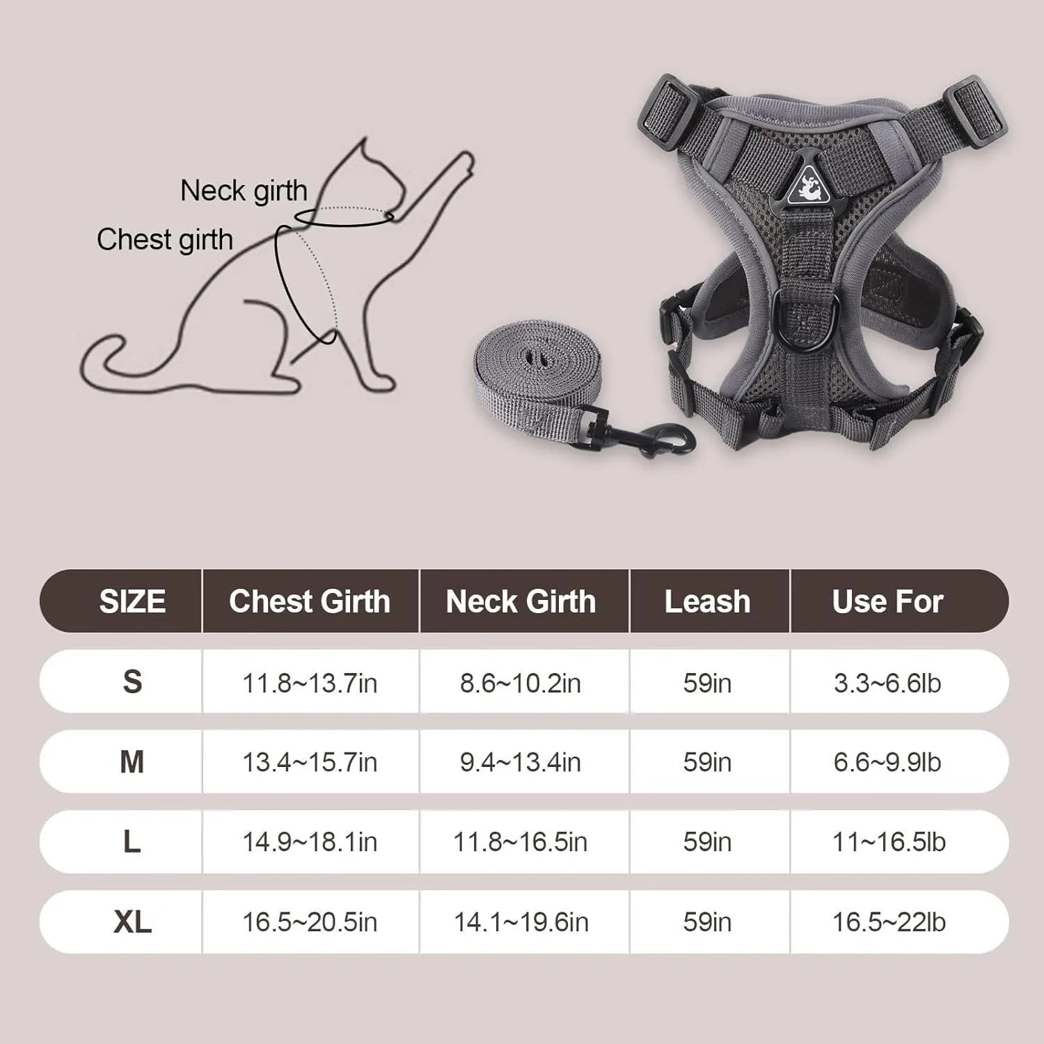 Blue adjustable mesh cat chest harness with leash and reflective strips
