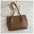 PU casual messenger bag in black, brown, white, or coffee with open pocket, bucket shape, and double shoulder straps