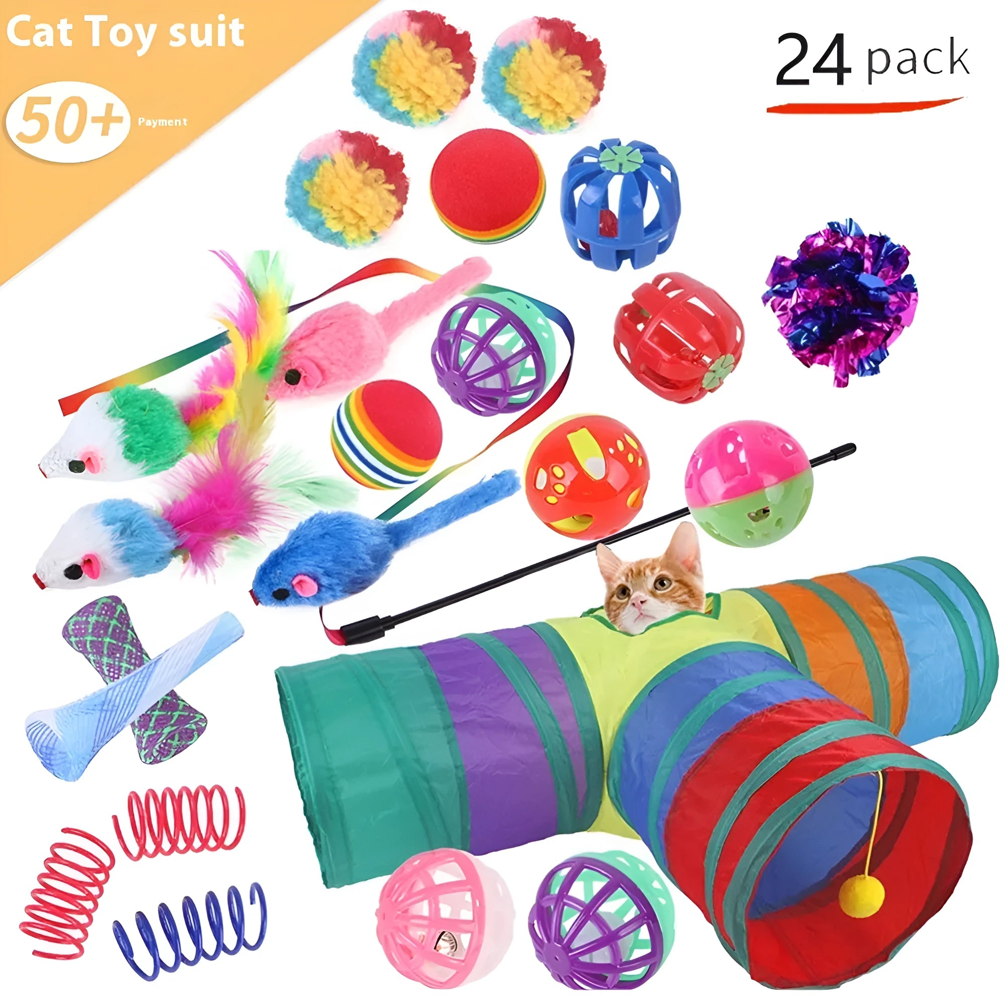 Plastic cat tunnel toy with channel design for indoor feline play in multiple colour options