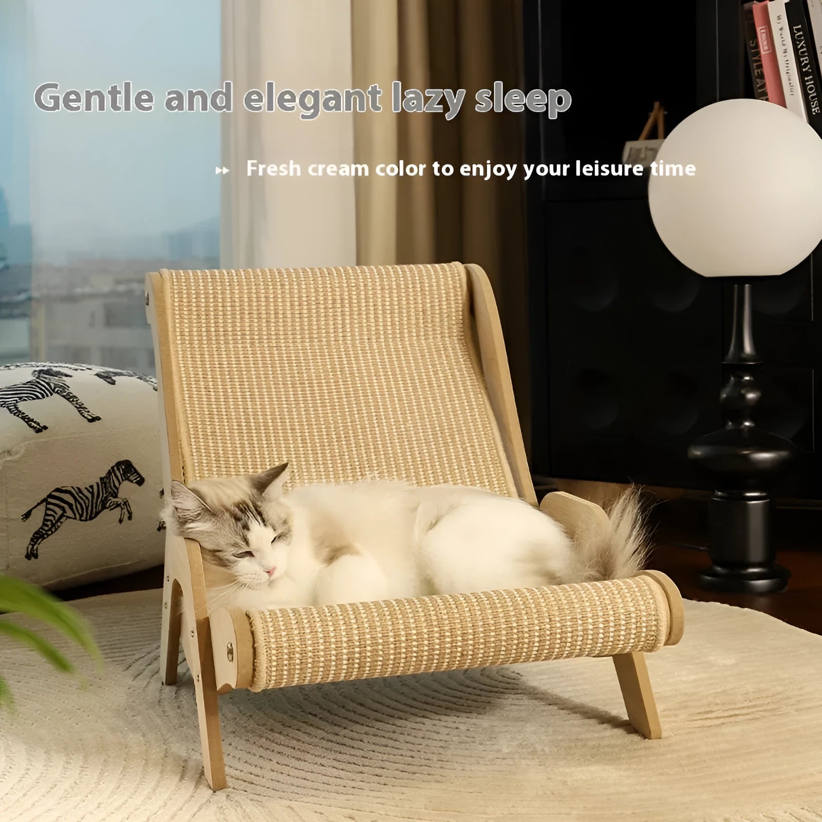 Sisal cat nest scratch board recliner with hemp cushion and replacement pad