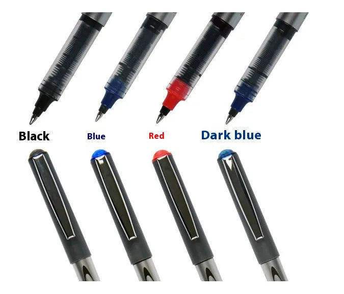 Plastic water-based quick-drying signature pen with 0.5mm fine tip, shown in a pack of 12.