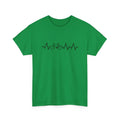 Green short-sleeve cotton T-shirt with a fresh white letter print design on the front.