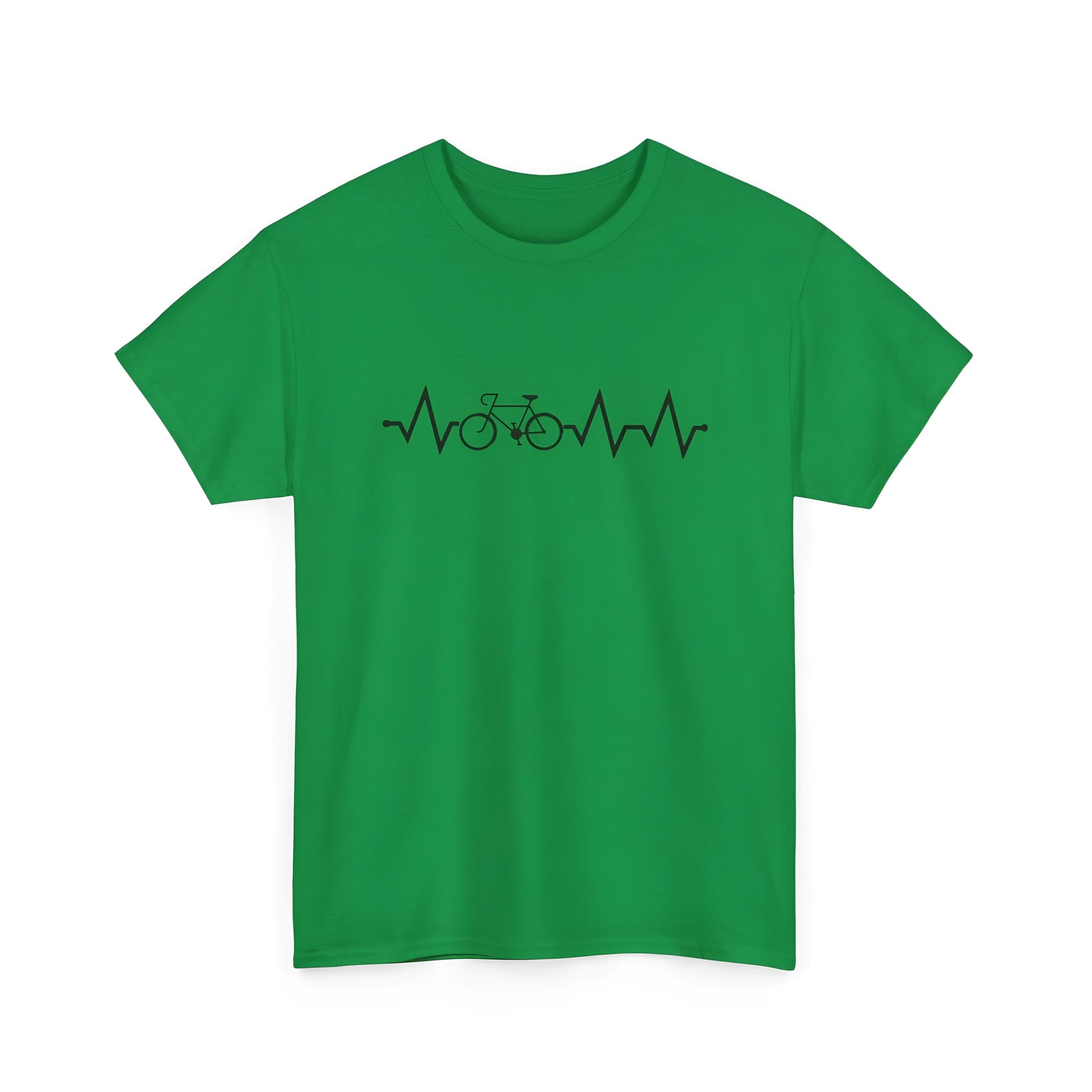 Green short-sleeve cotton T-shirt with a fresh white letter print design on the front.