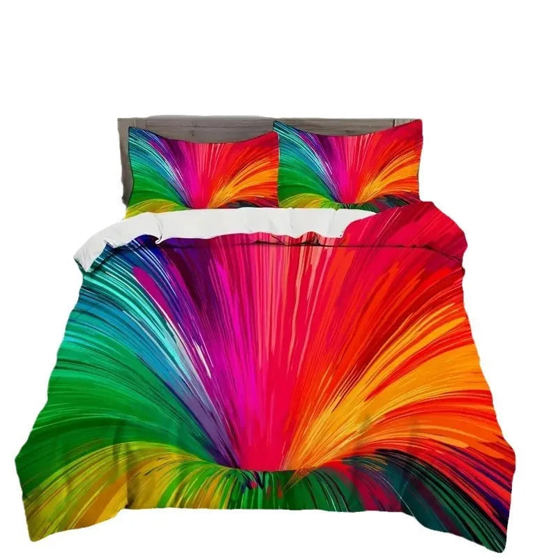 Digital printing down quilt cover suit modern simplicity 3-piece set chemical fibre single colour pattern