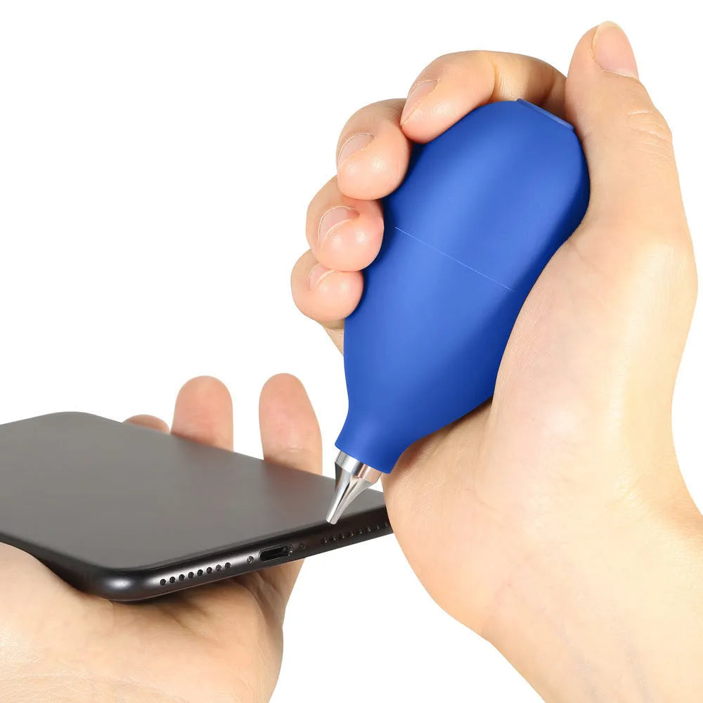 Blue and black rubber dust removal ball for cleaning cameras and mobile phones