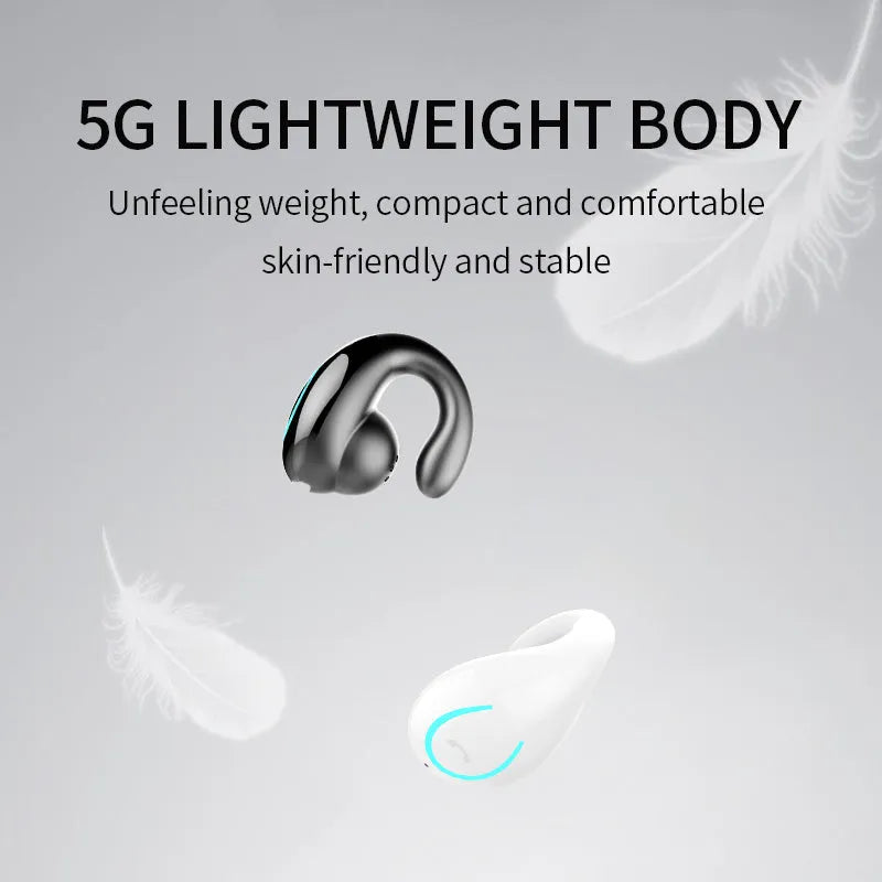 Wireless earbuds with earhook clip and Bluetooth 5.0, available in multiple colours, with charging case