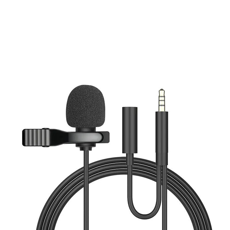 Apple-compatible lavalier lapel microphone headset with 1.5m black cable and multiple plug options
