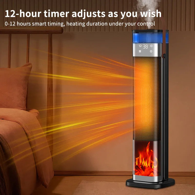 Upgraded humidifying colour vertical heater with remote control measuring 16x16x52.6cm