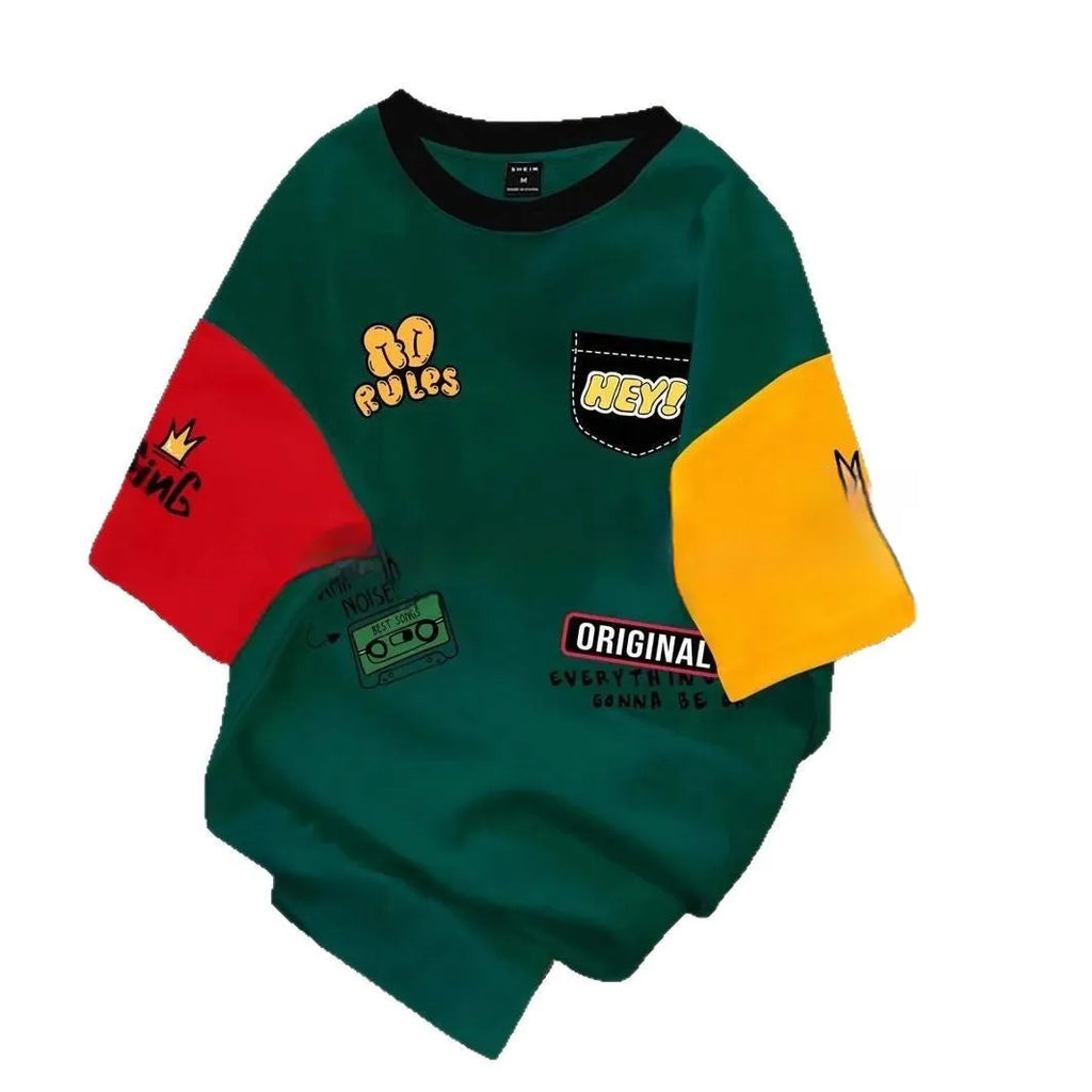 Men's loose fit printed T-shirt with letter design in multiple colour options