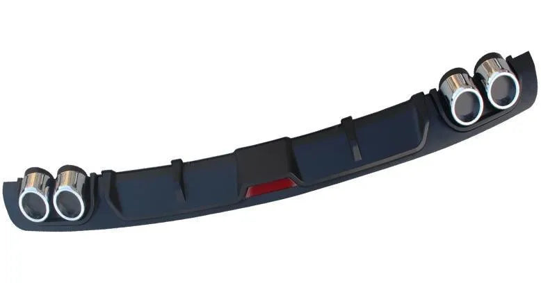 PP plastic car rear bumper spoiler shown in black, demonstrating its length and solid moulded shape.